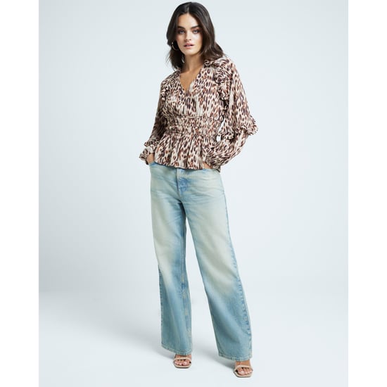 River Island Womens Blouse Beige Leopard Print Frill - Image 5