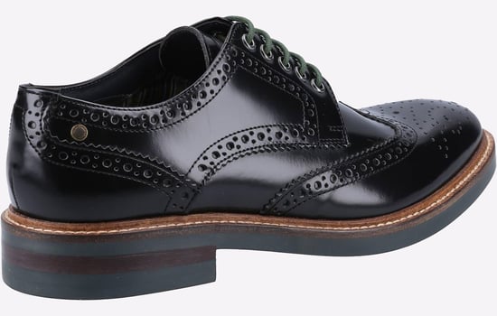 Base London Woburn Leren Heren Zwarte Brogues Schoenen - Image 3