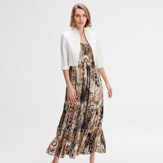 Bustier Chiffon Maxi -jurk met abstracte bloemenprint - Image 2