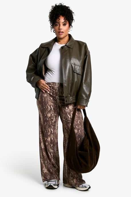 Plus Mixed Animal Print Wide Leg trousers