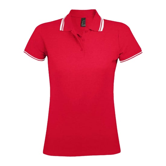 SOLS Dames/Dames Pasadena Poloshirt (Rood/Wit) - Image 1