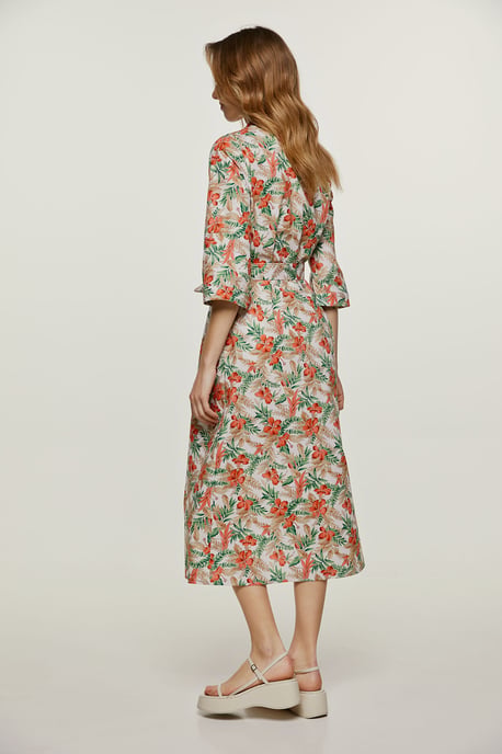 Print Poplin stijl Midi jurk - Image 3