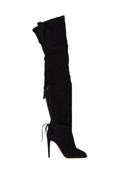 Aquazzura Giselle Over-The-Knee Laarzen in Zwart Suède - Image 1