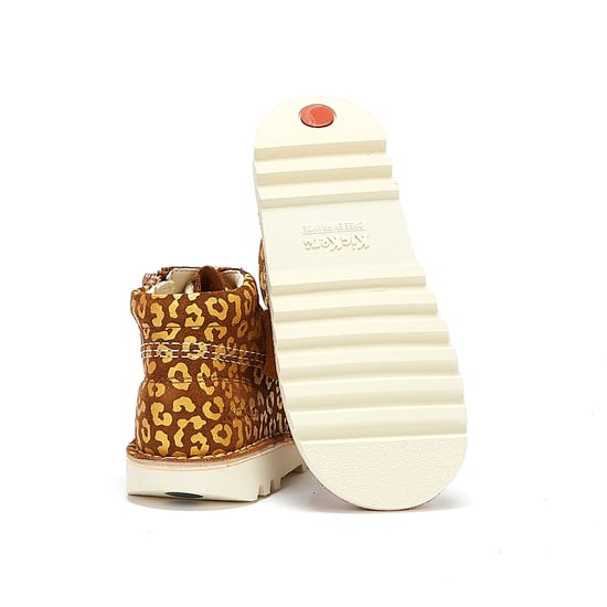 Jongens Meisjes Kickers Kick Hi Leopard Junior Bruin/Goud Laarzen - Image 4