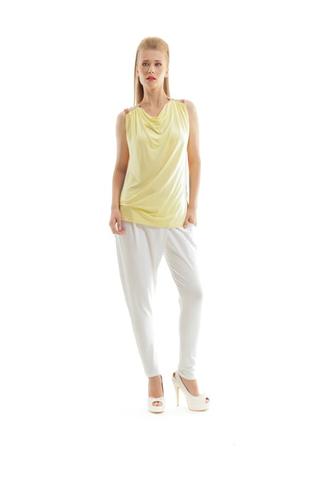 Crossover-Pleat Harem Pants