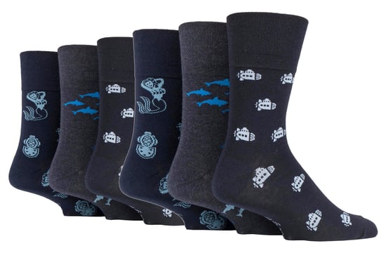 6 paar sokken zonder elastiek herensokken met zachte grip 39-45 Uk - Diepe Zee - Image 1