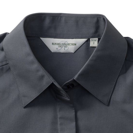 Russell Collectie Dames/Dames Lange Mouwen Poly-Katoen Gemakkelijk Onderhoud Gepaste Poplin Shirt (Konvooi Grijs) - Image 5