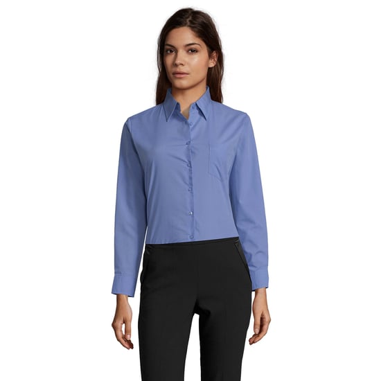SOLS Dames/Dames Executive Poplin Business Blouse met lange mouwen (Middenblauw) - Image 1