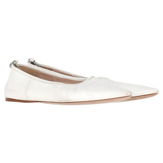 Miu Miu Versierde Strap Pointed-Toe Ballerina's in Witte Leer - Image 4