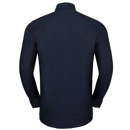 Russell Collection Mens Oxford Easy-Care Tailored Long-Sleeved Shirt (Bright Navy)