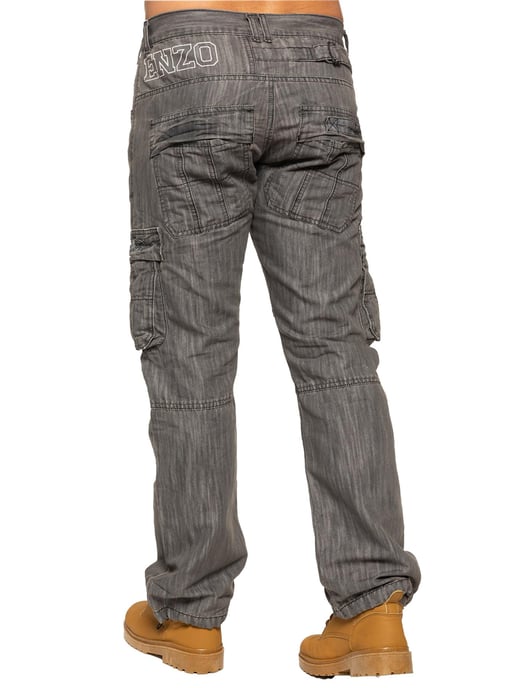 Enzo | Heren Combat Denim Jeans - Grijs - Image 2