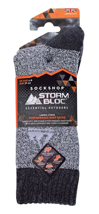 Storm Bloc - Set van 3 paar performance laarzensokken voor dames - Houtskool Grijs - Image 2