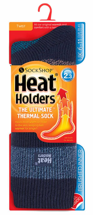 Heat Holders - Mens Twist Patterned Thermal Socks