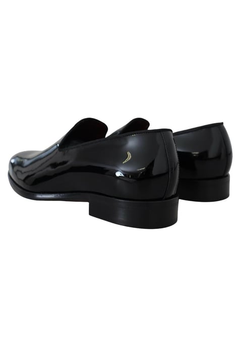 Dolce & Gabbana Men's Black Patent Slipper Loafers Slipon Shoes