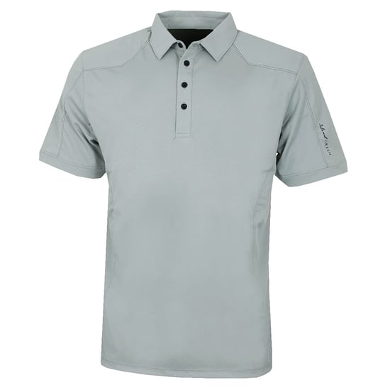Island Green Heren Gestikt Golf Poloshirt (Slagschip Grijs) - Image 1
