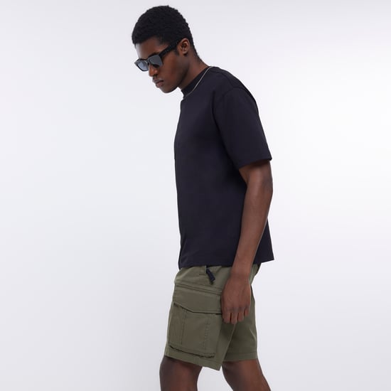 River Island Mens Utility Cargo Shorts Khaki Regular Fit