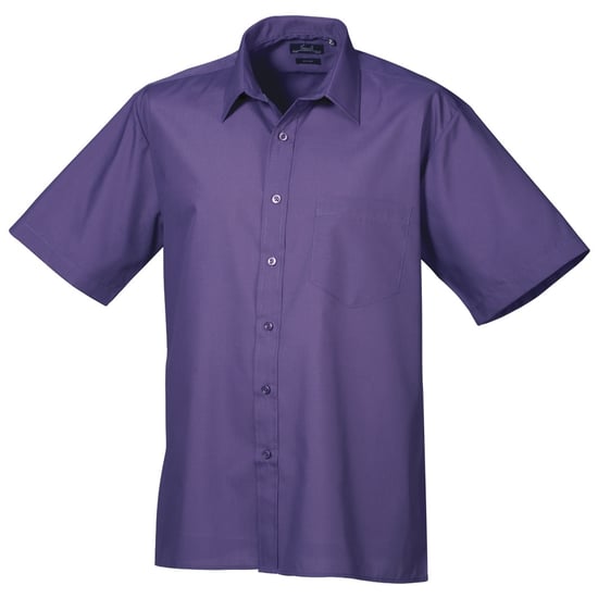 Premier Heren Korte Mouw Formele Poplin Gewoon Werk Shirt (Paars) - Image 1