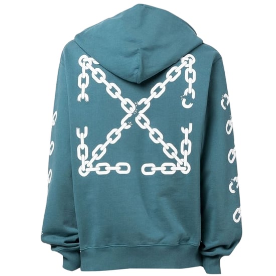 Off-White Chain Arrow Design Slim Fit Duck Green Hoodie