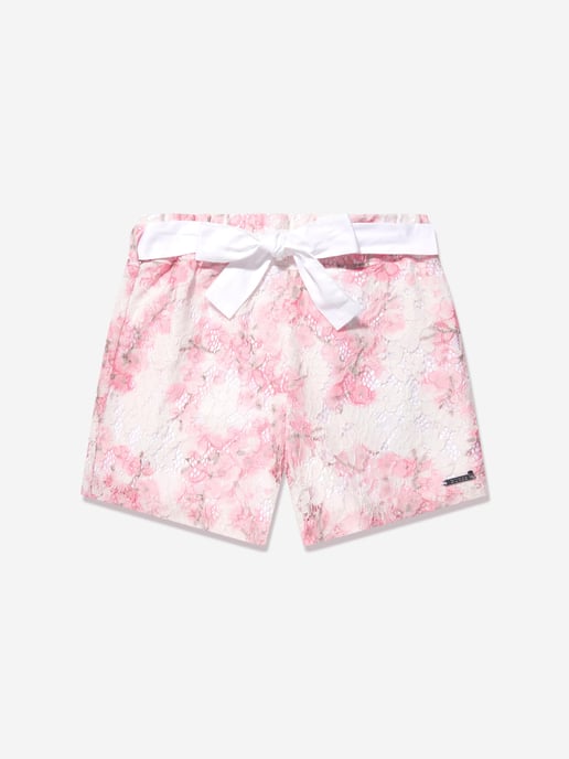 Guess Girls Cherry Blossom Lace Shorts in Pink
