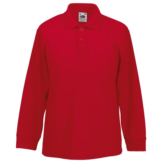 Fruit Of The Loom Kinder Polo Lange Mouwen 65/35 Piqué / Kinderpolo (Rood) - Image 3