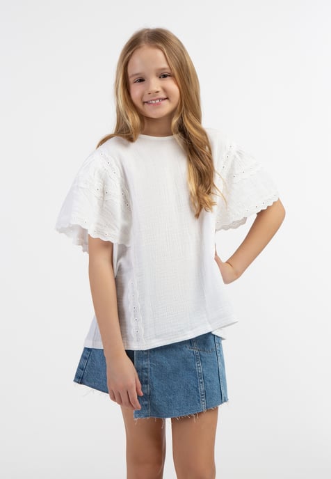 Dreimaster Blouseshirt met kant Meisje wit - Image 3