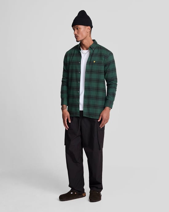 Lyle & Scott Tonal Check Flannel Shirt Blue