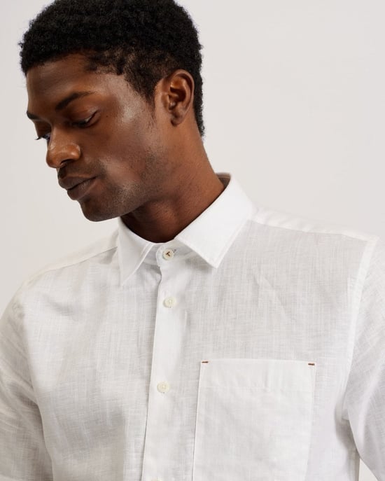 Ted Baker Palomas Heren Korte Mouwen Linnen Shirt - Image 3
