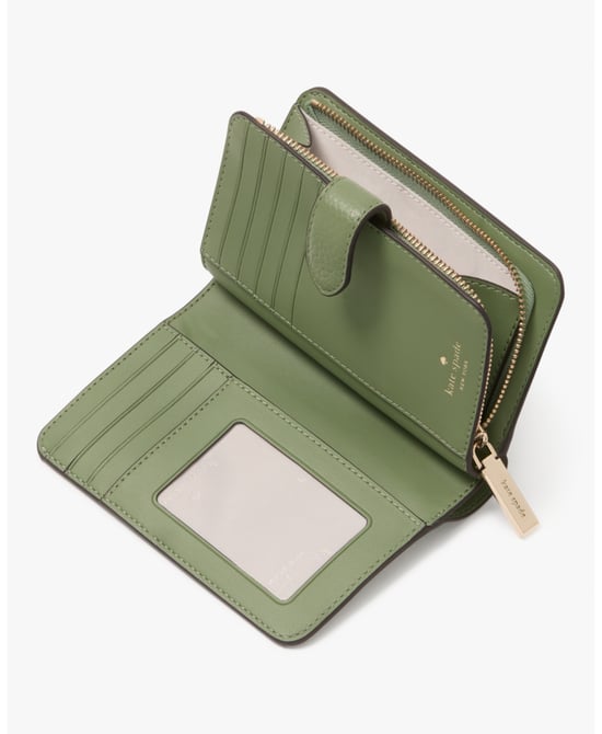 Lena Pebbled Leather Medium Compact Bifold Wallet