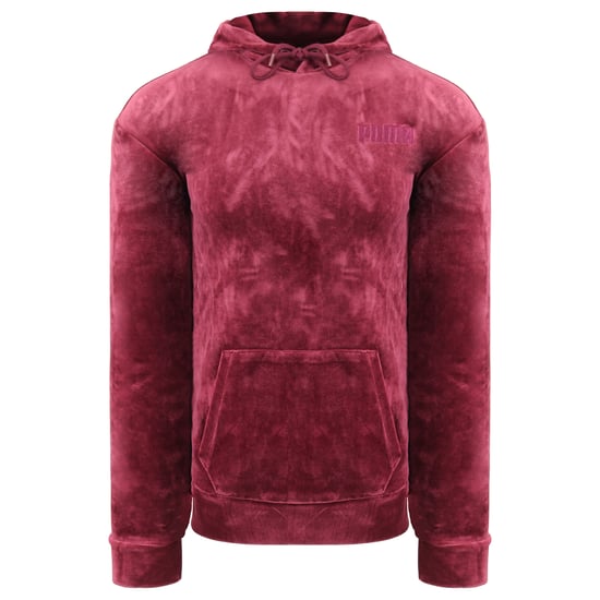 Puma Embroidered Womens Wine Red Velour Hoodie