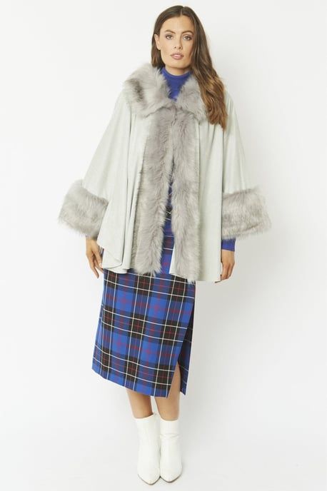 Faux Fur Faux Suede Cape