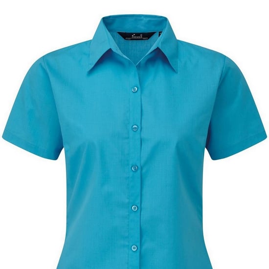 Premier Popeline blouse met korte mouwen / Gewoon werkoverhemd (Turquoise) - Image 2