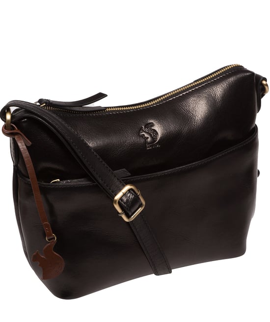 'Merrill' Black Leather Cross Body Bag