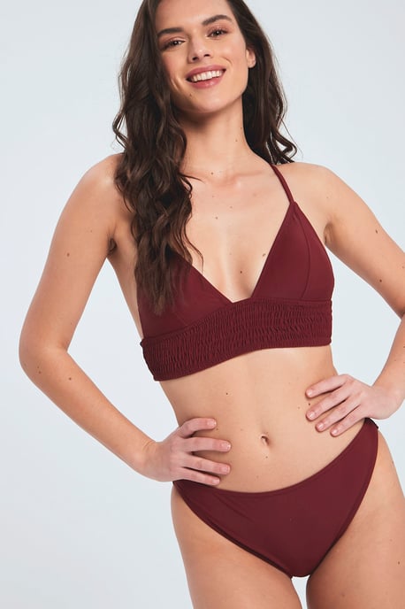 Herita Gewatteerde Smock Bikini Set - Bordeaux - Image 1