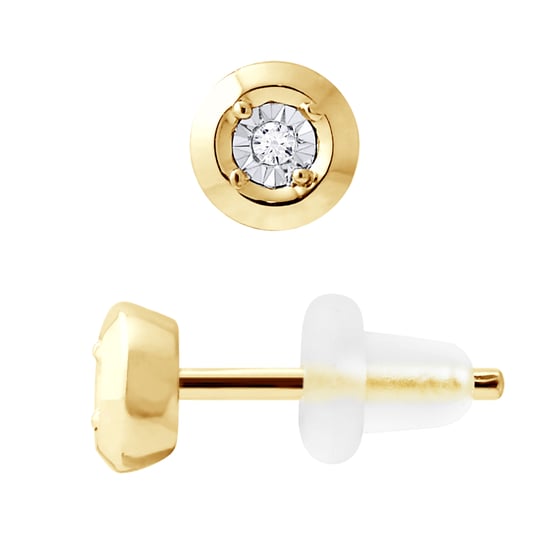 Diamond Stud Earrings 0.020 0.50 Cts Cts Illusion Yellow Gold