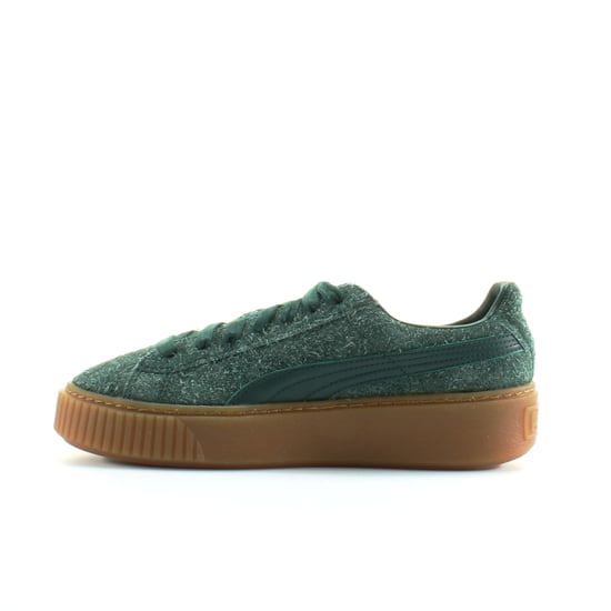 Puma Platform Elemental Green Suede Leather Womens Lace Up Trainers 362224 04