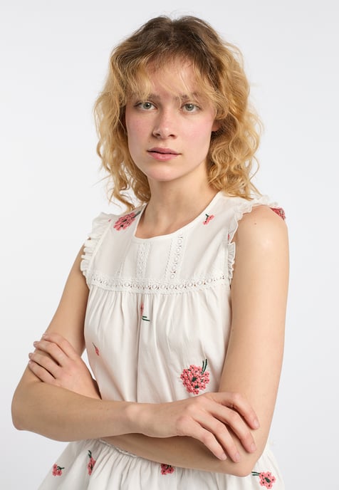 Dreimaster Top Dames Gebroken wit koraal - Image 5