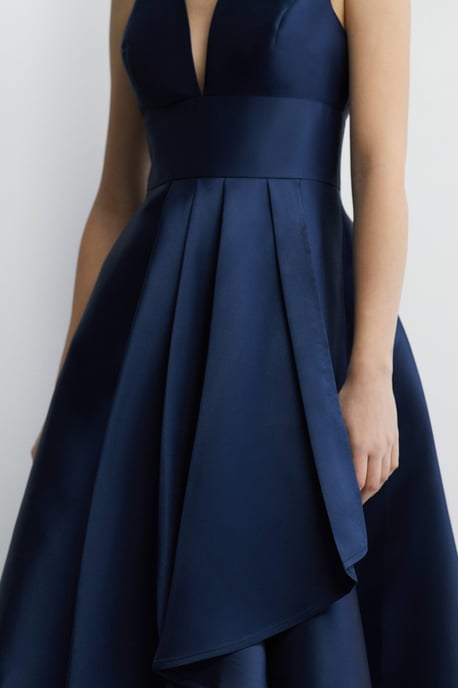 Petite Plunge Waterfall Bridesmaids Maxi Dress