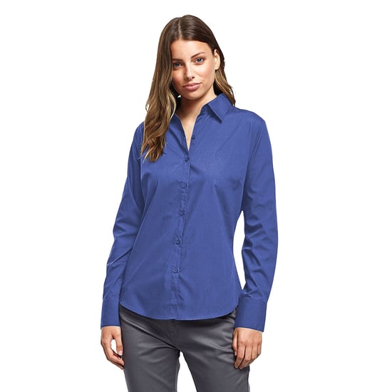 Premier Womens/Ladies Poplin Long-Sleeved Blouse (Royal)