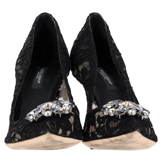 Dolce & Gabbana Lace Rainbow Pumps with Brooch in Black Rayon - Image 3