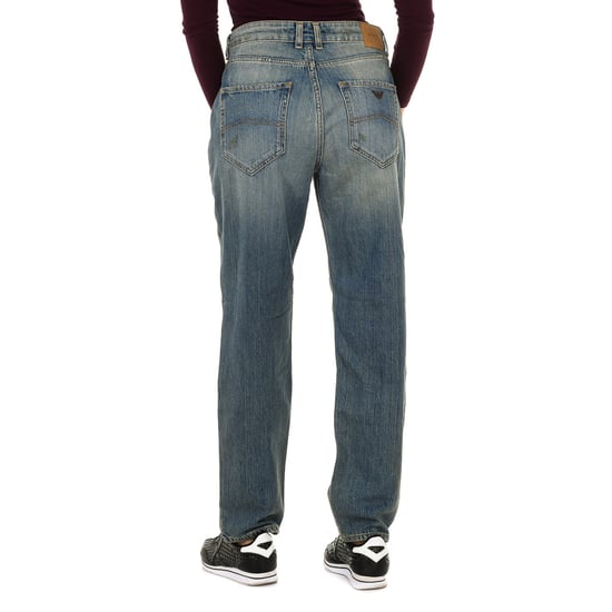 Women's long worn and torn effect denim pants 6Y5J13-5D2YZ