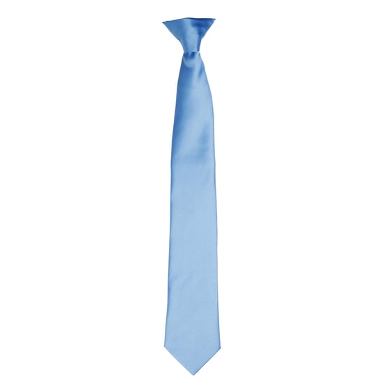 Premier Kleuren Heren Satin Clip Tie (Middenblauw) - Image 1