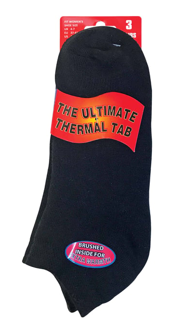 3 paar dames gevoerde thermo trainersokken - Zwart - Image 2