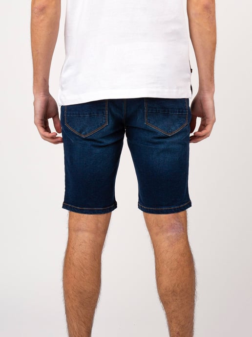 Luke 1977 Men's Short Edward Blue Wash Denim Shorts in Dark Blue