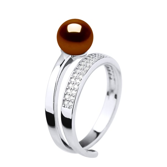 Ring Rush Adjustable Round Freshwater Pearl Jewelry 7-8mm Chocolate 925