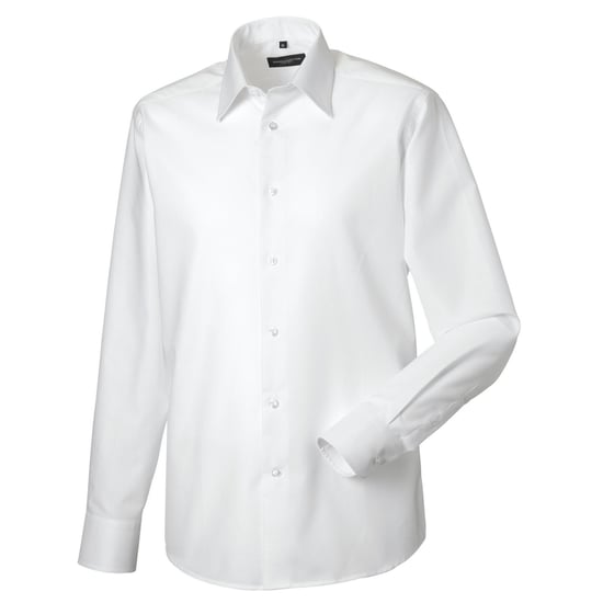 Russell Collection Heren Effen Oxford Getailleerd Overhemd met Lange Mouwen (Wit) - Image 1