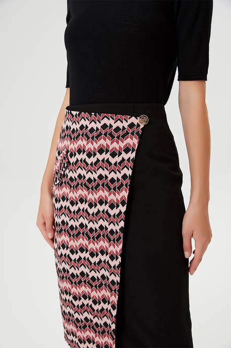Asymmetrische bi-materiaal rok met voorpaneel - Image 2