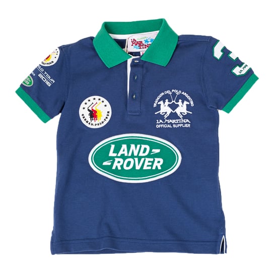 Boy's short-sleeved polo shirt with contrast lapel collar 2KP027