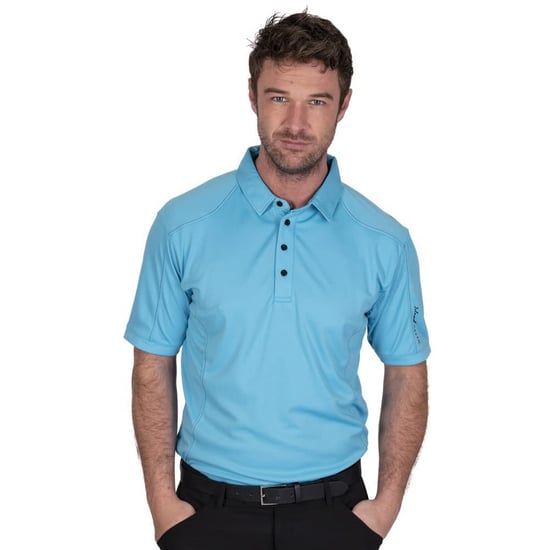 Island Green Heren Gestikt Golf Poloshirt (Turquoise) - Image 3
