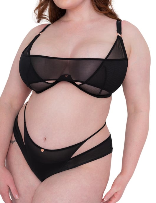 Scantilly by Curvy Kate Peep Show Deep Plunge Bra -  Black