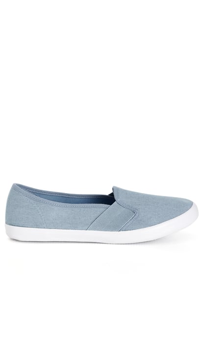EVANS Women's EXTRA WIDE FIT Denim Skater - blue